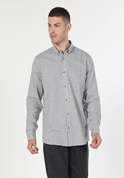 Image de Chemise À Manches Longues Gris Regular Fit   Homme