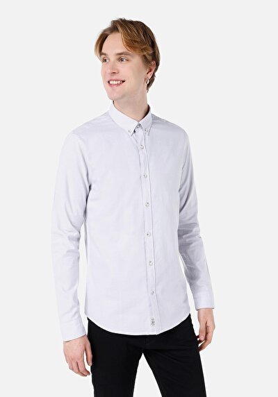 Image de Chemise À Manches Longues Blanc Slim Fit Homme