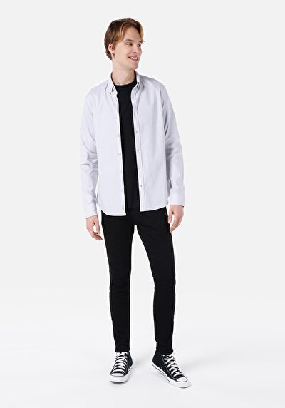 Image de Chemise À Manches Longues Blanc Slim Fit Homme