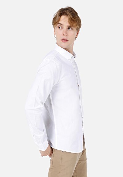 Image de Chemise À Manches Longues Blanc Slim Fit Homme