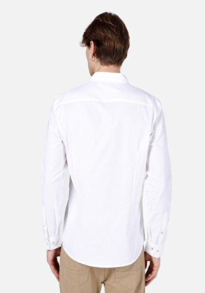 Image de Chemise À Manches Longues Blanc Slim Fit Homme
