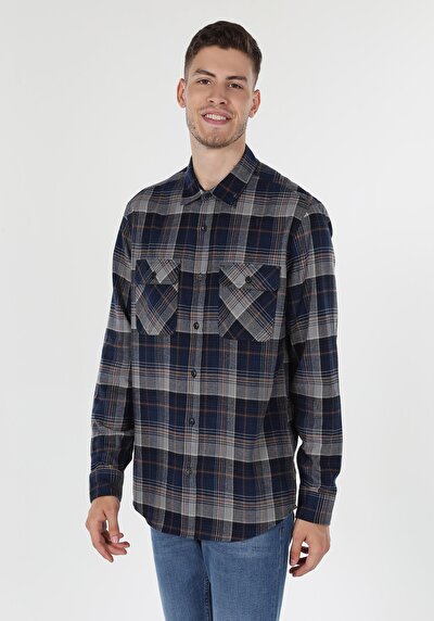 Image de Chemise À Manches Longues Bleu Regular Fit Homme