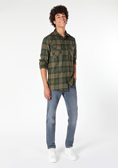 Image de Chemise À Manches Longues Kaki Regular Fit Homme