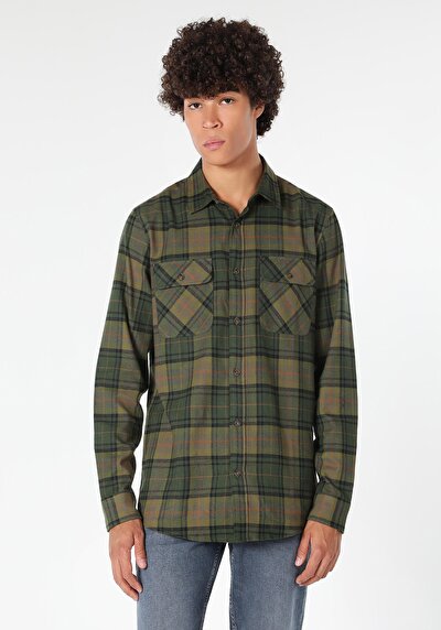 Image de Chemise À Manches Longues Kaki Regular Fit   Homme