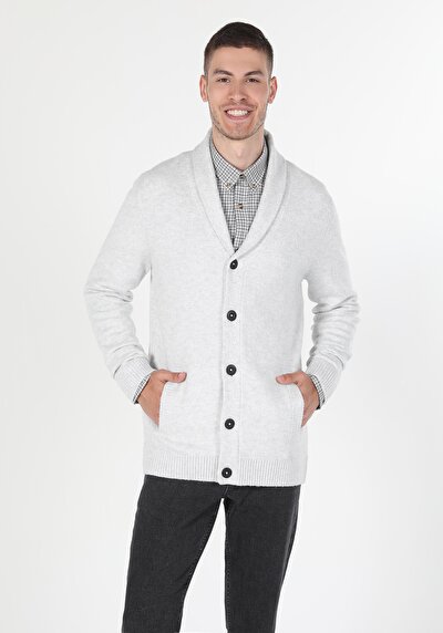 Afficher les détails de Cardigan Tricot Blanc Slim Fit Homme