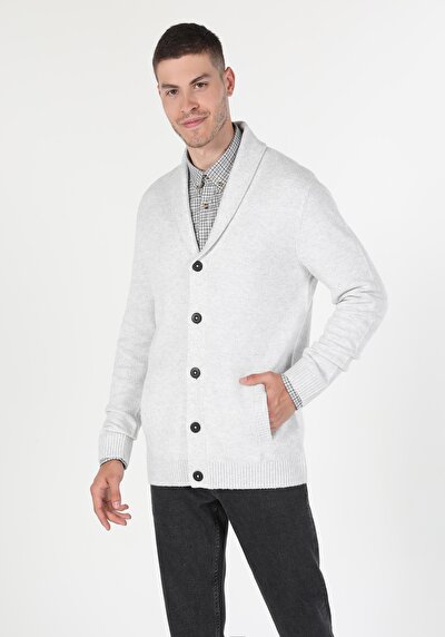 Afficher les détails de Cardigan Tricot Blanc Slim Fit Homme