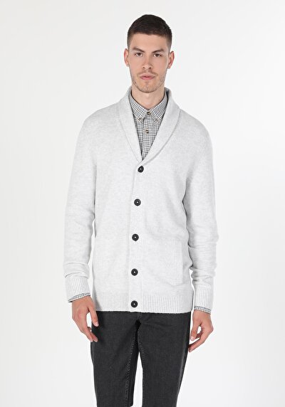 Afficher les détails de Cardigan Tricot Blanc Slim Fit Homme