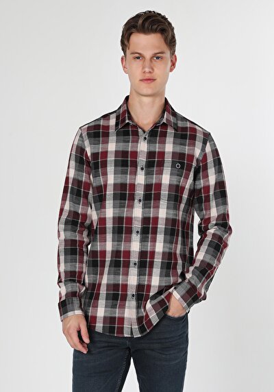 Image de Chemise À Manches Longues Bordeaux Homme
