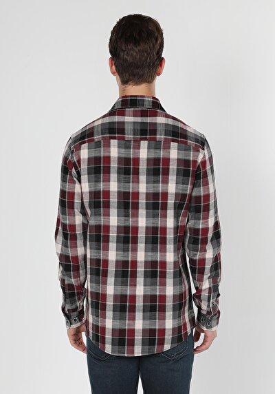 Image de Chemise À Manches Longues Bordeaux    Homme