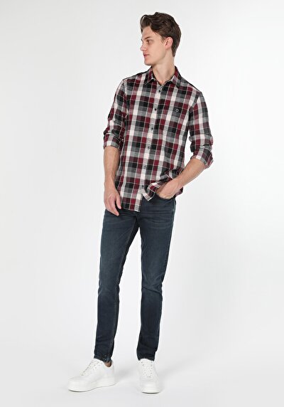 Image de Chemise À Manches Longues Bordeaux    Homme