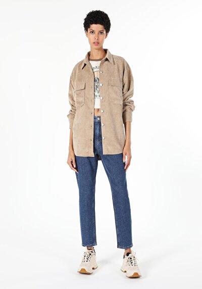 Image de Chemise À Manches Longues Beige    Femme