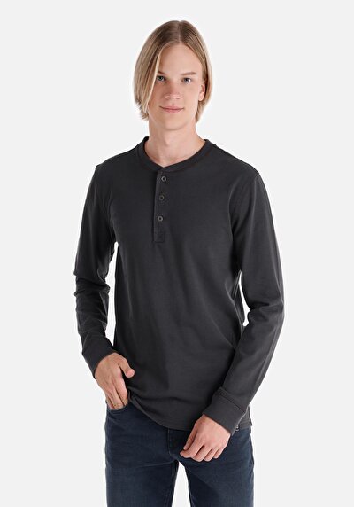 Image de T-shirt À Manches Longues Anthracite Slim Fit  Homme