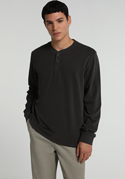 Image de T-shirt À Manches Longues Anthracite Slim Fit Homme