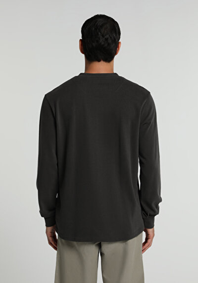 Image de T-shirt À Manches Longues Anthracite Slim Fit Homme