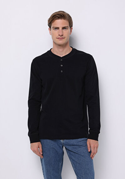 Image de T-shirt À Manches Longues Noir Slim Fit  Homme