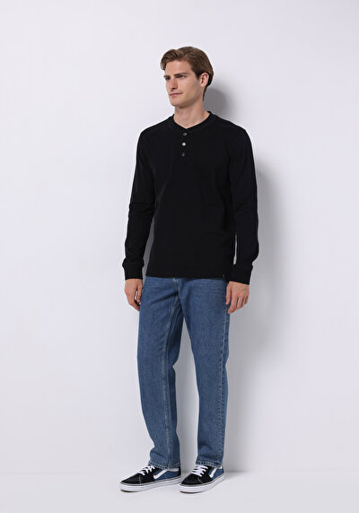 Image de T-shirt À Manches Longues Noir Slim Fit  Homme