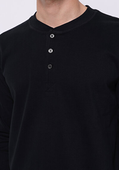 Image de T-shirt À Manches Longues Noir Slim Fit  Homme