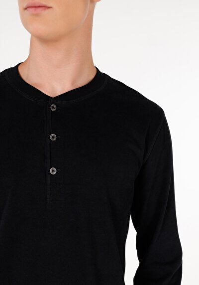 Image de T-shirt À Manches Longues Noir Slim Fit  Homme