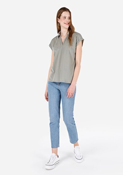 Image de T-shirt À Manches Courtes Vert Regular Fit Femme