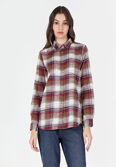 Afficher les détails de Chemise À Manches Longues Bordeaux Regular Fit   Femme