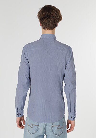 Image de Chemise À Manches Longues Bleu Slim Fit   Homme