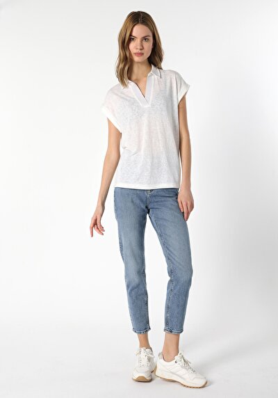 Image de T-shirt À Manches Courtes Blanc Regular Fit Femme