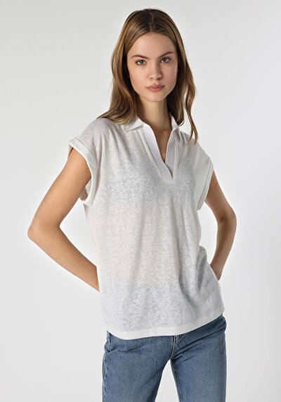 Image de T-shirt À Manches Courtes Blanc Regular Fit  Femme