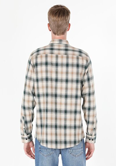 Image de Chemise À Manches Longues Kaki Regular Fit Homme