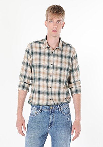 Image de Chemise À Manches Longues Kaki Regular Fit   Homme