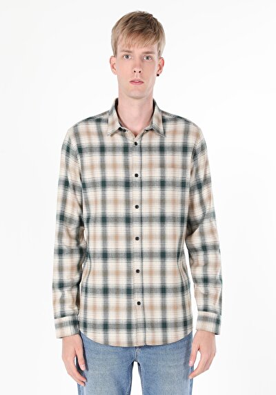 Image de Chemise À Manches Longues Kaki Regular Fit   Homme