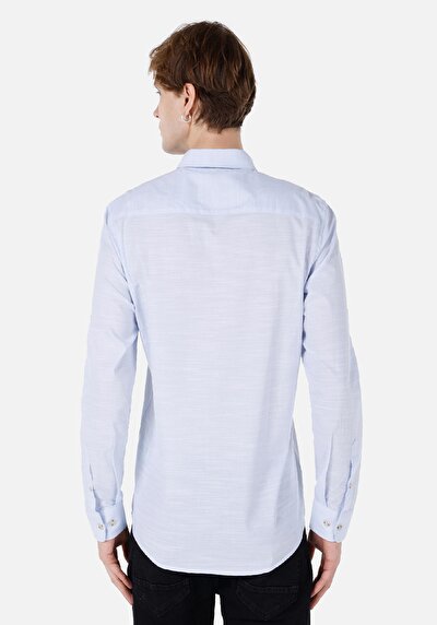 Afficher les détails de Chemise À Manches Longues Bleu Regular Fit Droit Popeline Homme