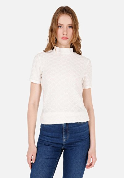 Image de T-shirt À Manches Courtes Blanc Slim Fit Droit Femme