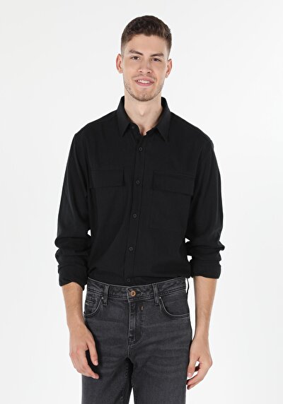 Image de Chemise À Manches Longues Noir    Homme