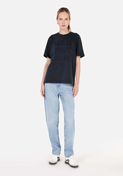 Image de T-shirt À Manches Courtes Anthracite Regular Fit Imprimé Femme