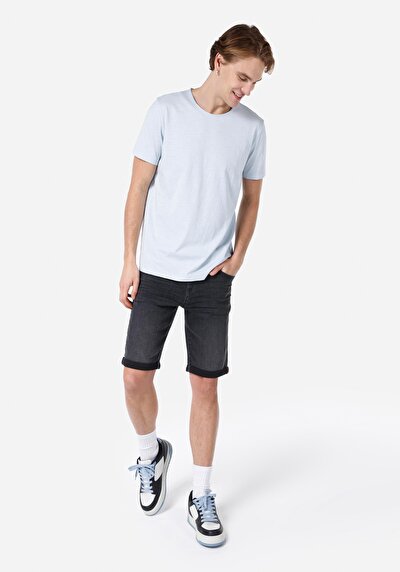 Afficher les détails de T-shirt À Manches Courtes Bleu Regular Fit  Homme
