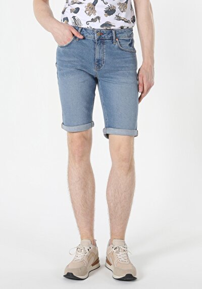 Image de Short Bleu Straight Fit Homme