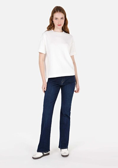 Image de T-shirt À Manches Courtes Blanc Regular Fit Droit Femme