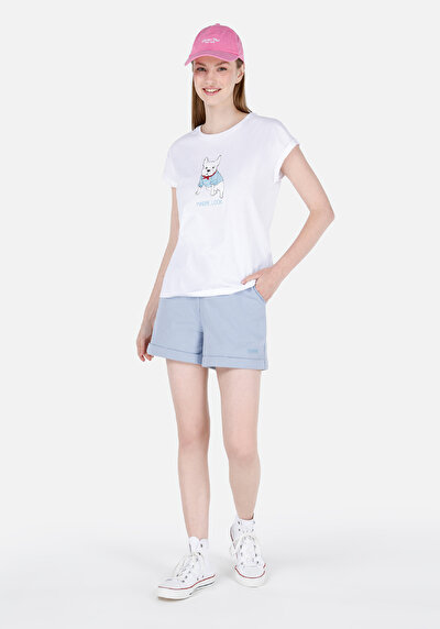 Image de T-shirt À Manches Courtes Blanc Regular Fit Imprimé Femme
