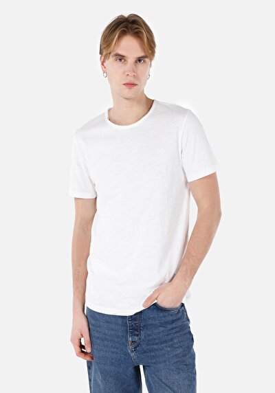 Image de T-Shirt À Manches Courtes Blanc Col Rond Coupe Régulière Pour Homme Cl1058580