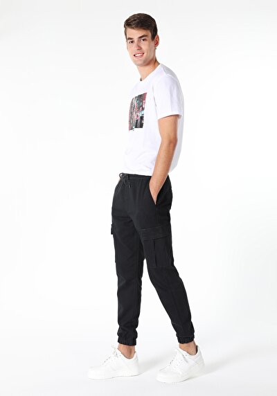Image de Pantalon Noir Lastikli En Slim Fit Homme