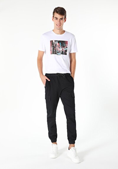 Image de Pantalon Noir Lastikli En Slim Fit Homme
