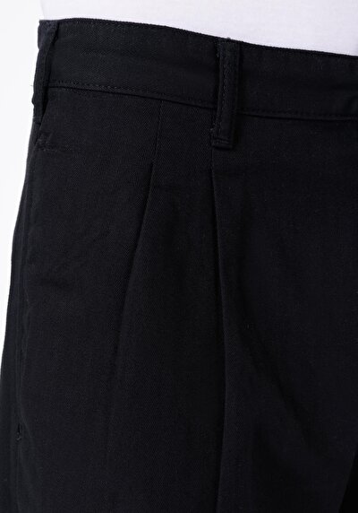 Image de Pantalon Noir Düz Paça Medium Rise En Jacquard Wıde Fit Homme