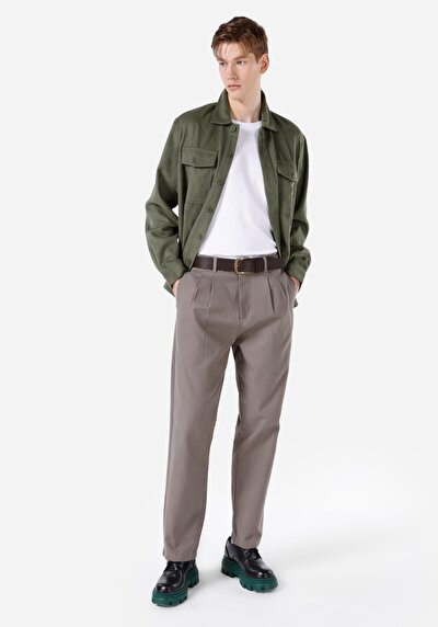 Afficher les détails de Pantalon  Düz Paça Medium Rise En Jacquard Wıde Fit Homme