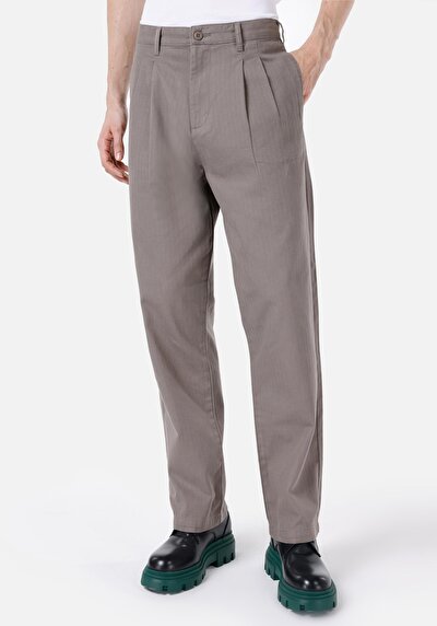 Afficher les détails de Pantalon  Düz Paça Medium Rise En Jacquard Wıde Fit Homme