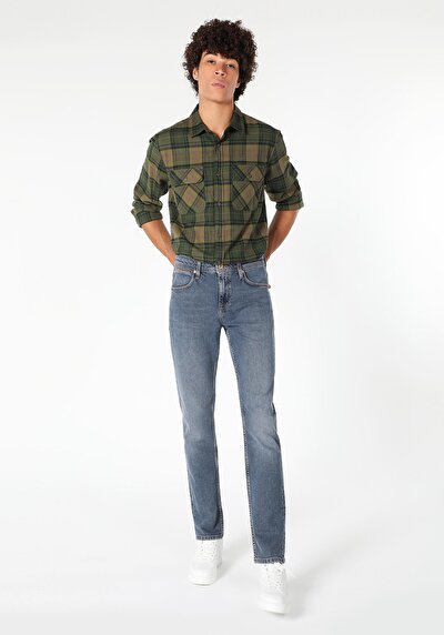 Image de 044 Karl Pantalon Bleu Foncé Straight Leg En Straight Fit Homme