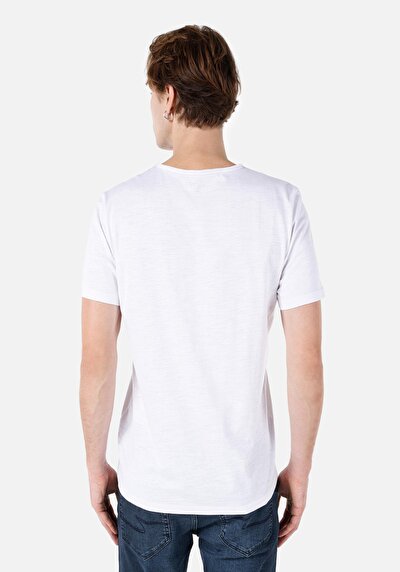 Afficher les détails de T-shirt À Manches Courtes Blanc Regular Fit  Homme