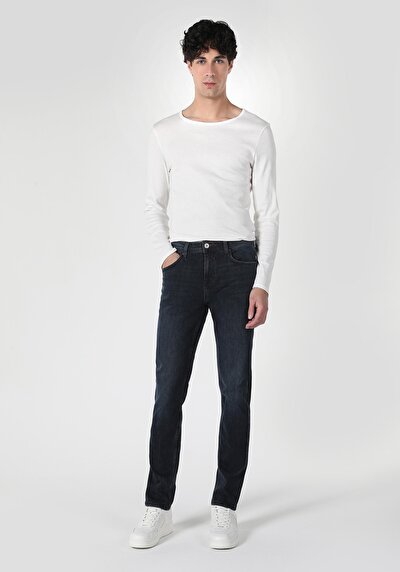 Image de 044 Karl Pantalon Marine Straight Leg En Straight Fit Homme