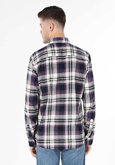 Image de Chemise À Manches Longues Violet Slim Fit Homme