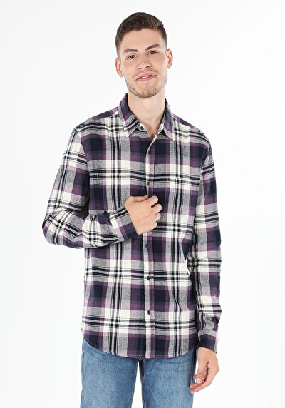 Image de Chemise À Manches Longues Violet Slim Fit   Homme