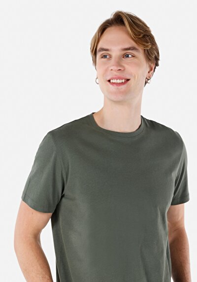 Afficher les détails de T-shirt À Manches Courtes Kaki Regular Fit  Homme